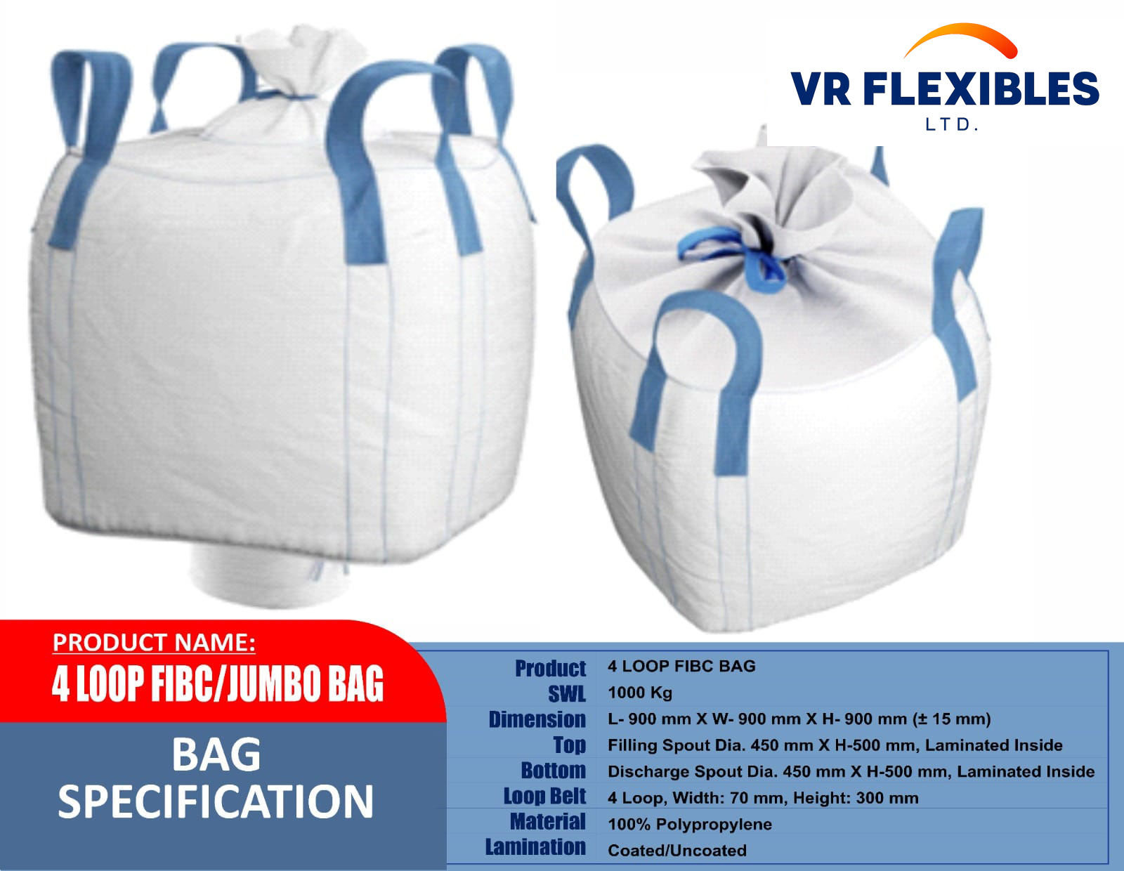4 Loop FIBC Bag with Spouts