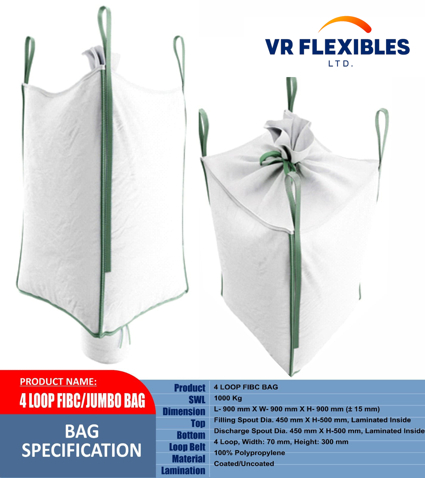 4 Loop FIBC Bag Green